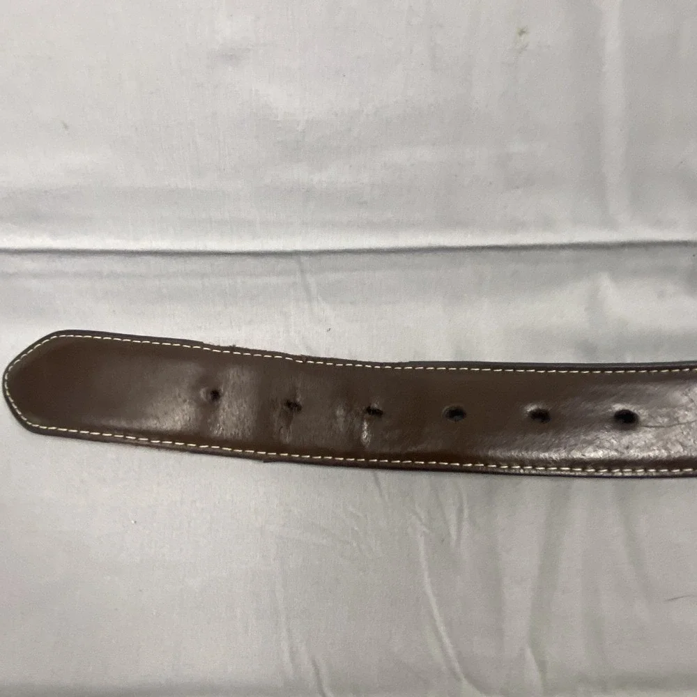 Western Tooled Genuine Leather Belt Men's Brown Engraved Buckle Cowboy 38 - 40 - Picture 7 of 15